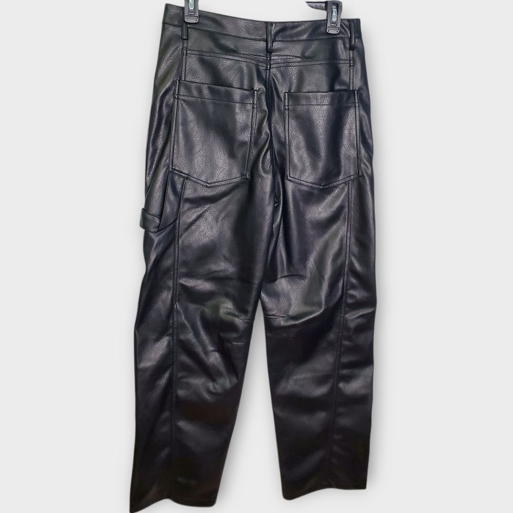 Avec Les Filles Black Wide-Leg Faux Leather Pants - Picture 3 of 8